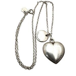 Vintage  Tiffany & Co Heart & I Love You Pendant Sterling Silver 18" Necklace